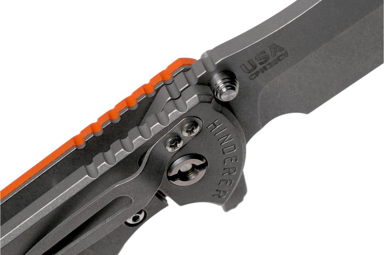 Rick Hinderer XM-24 4” Bowie, CPM 20CV, Working Finish, Orange G10 zakmes
