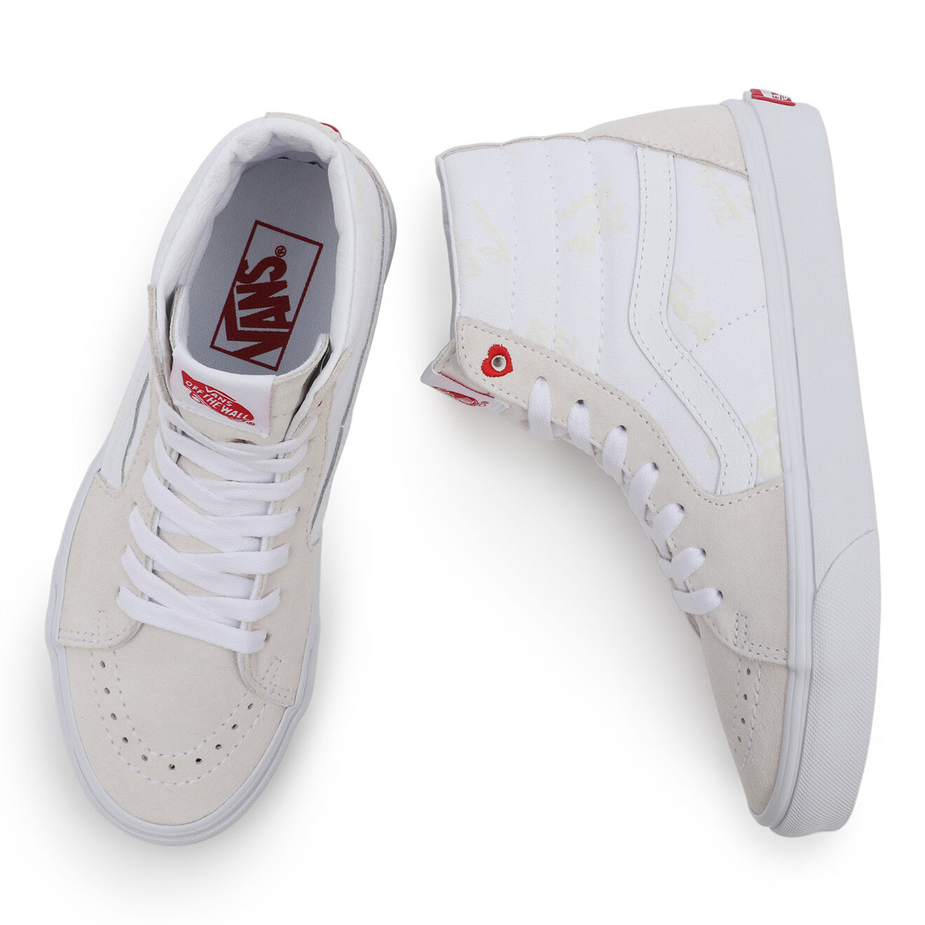 Vans Sneakers en Velours de Cuir & Textile SK8-Hi beige/blanc
