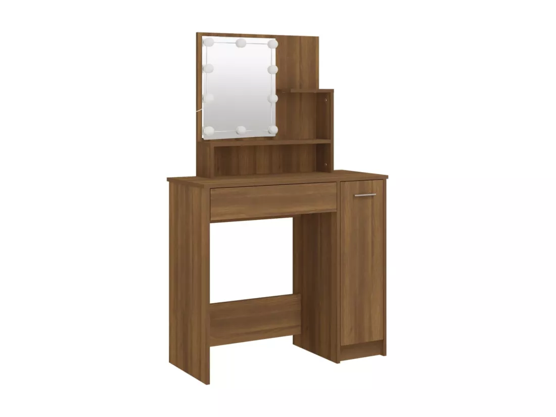 Ensemble de coiffeuse avec LED Chêne marron Bois d'ingénierie