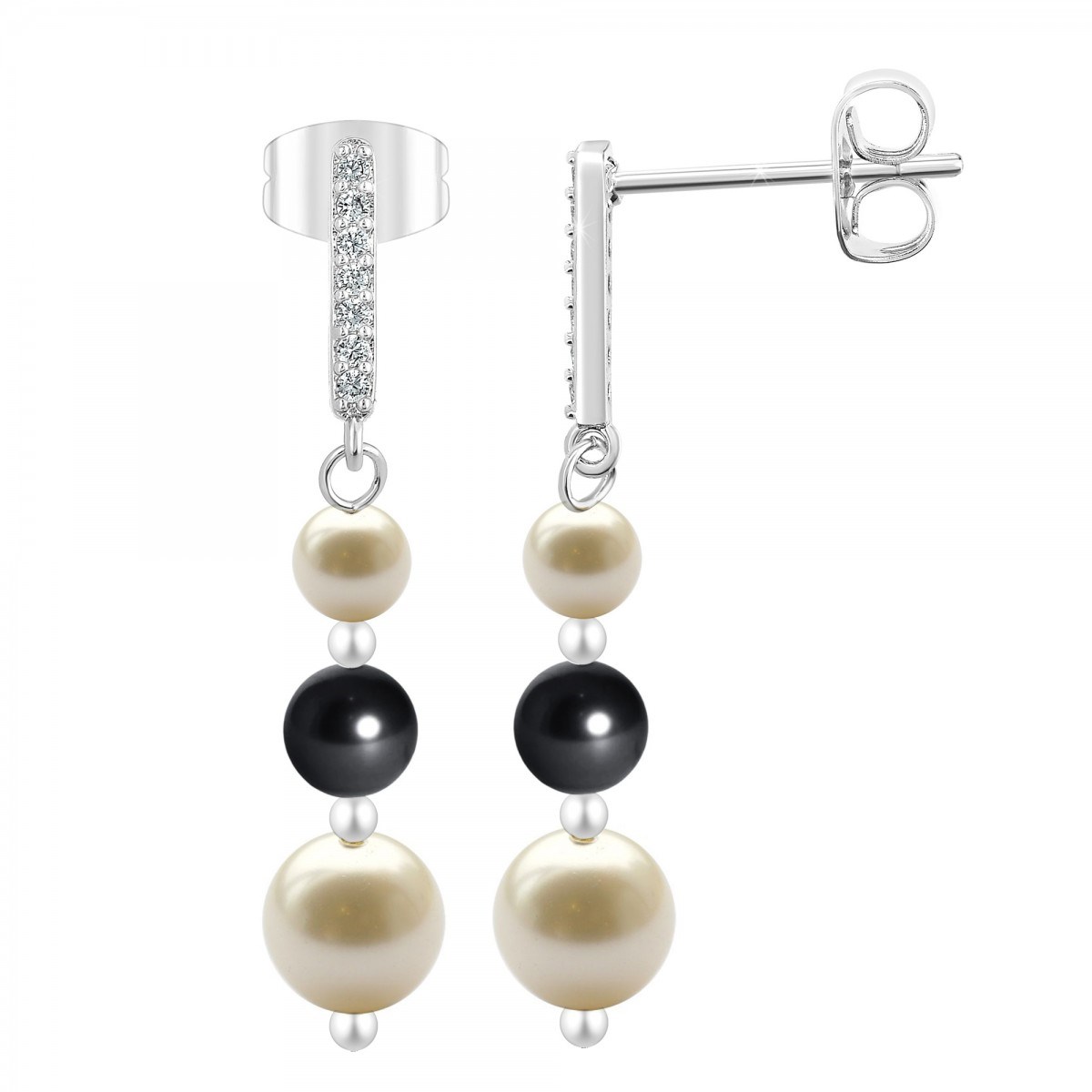 Boucles d'oreilles SC Crystal ornées de Cristaux scintillants et de perles scintillantes