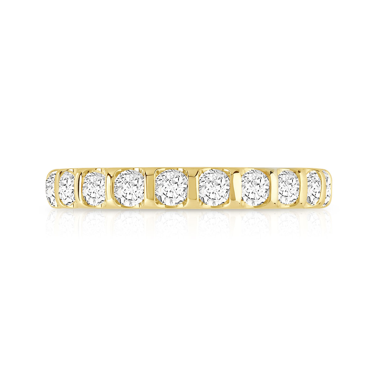 Alliance demi-T or 750 jaune diamants synthétiques  0.75 carat