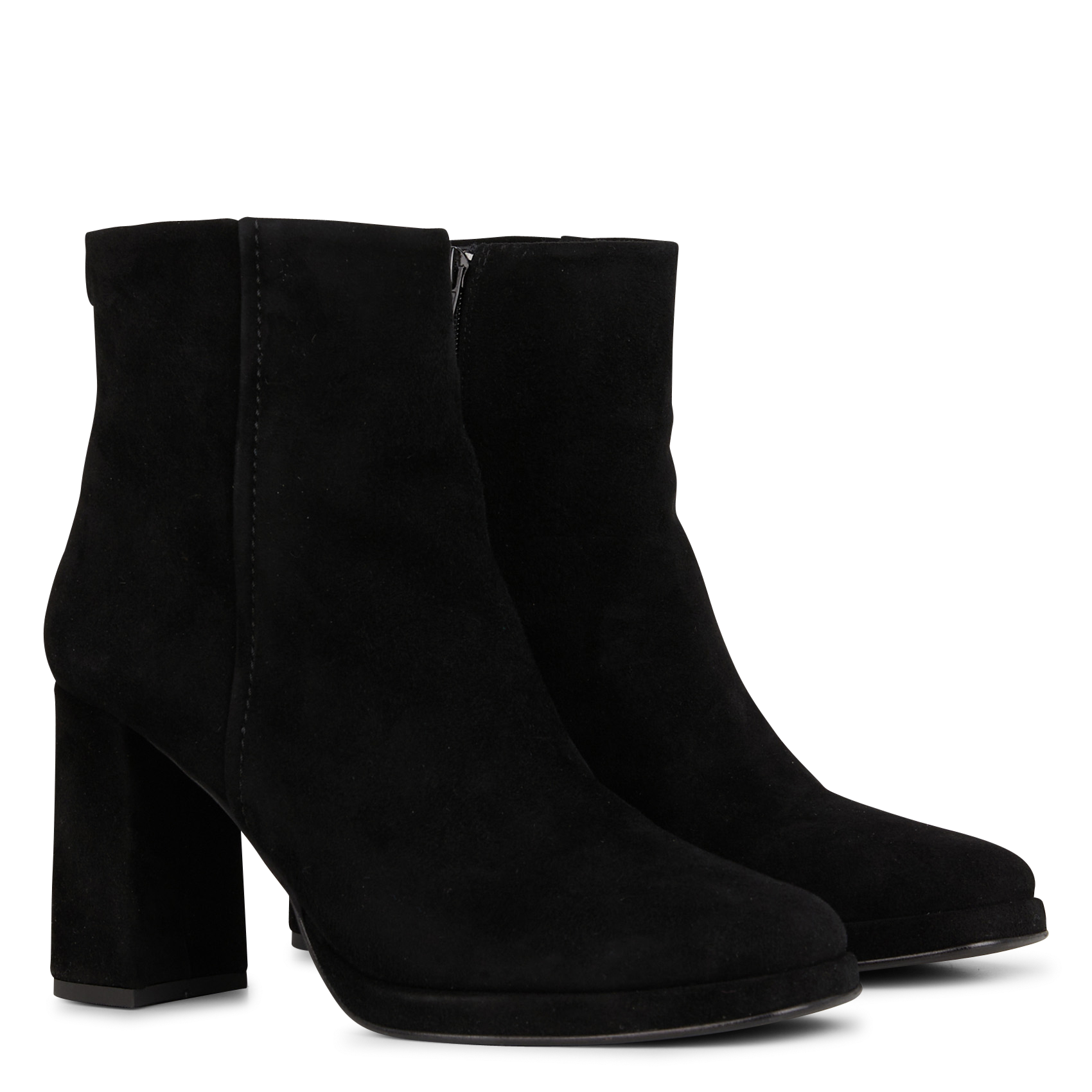 PLUME - Bottines à talon en cuir| Noir