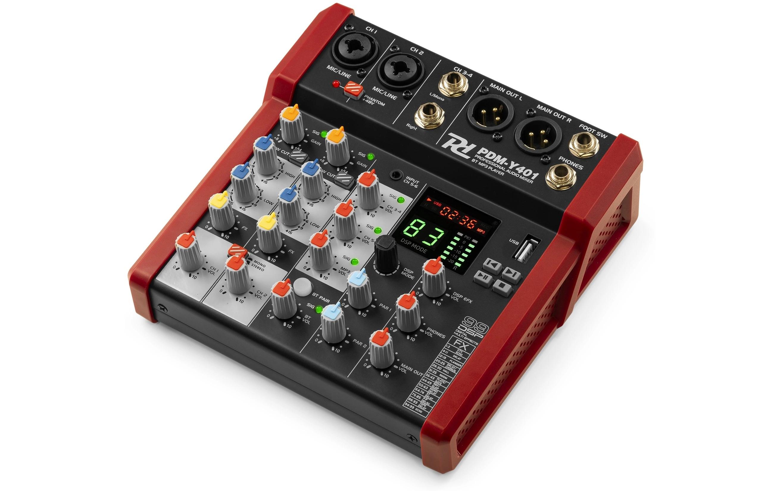 Mischpult PDM-Y401Kompaktes 4-Kanal-Mischpult mit 24-Bit DSP