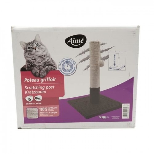 Arranhador de juta AIME com pompom preto para gatos
