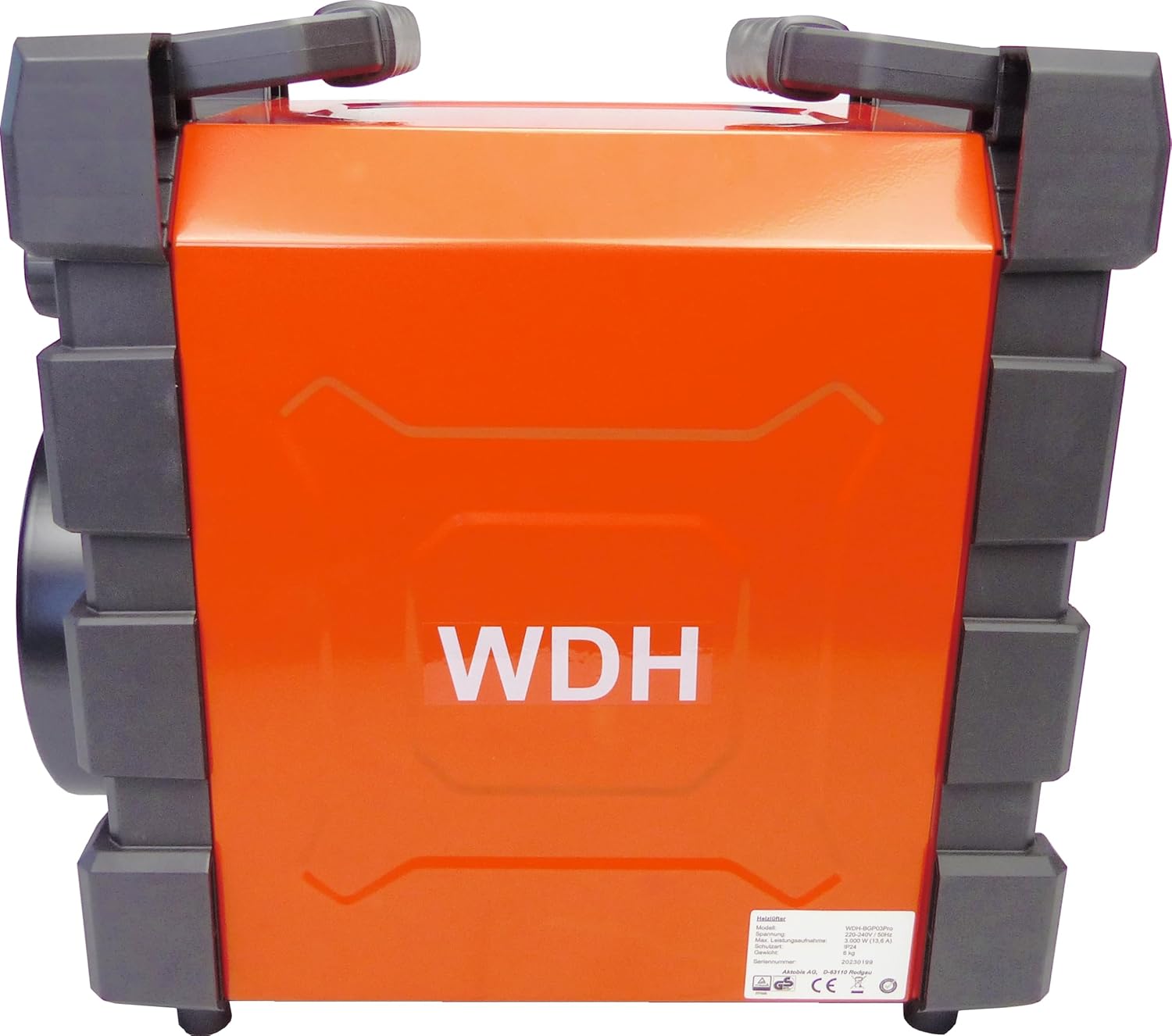 Aktobis Professioneller Elektroheizer Baustellenheizer WDH-BGP03Pro mit Spritzwasserschutz (3 kW / 230 V / IP24)