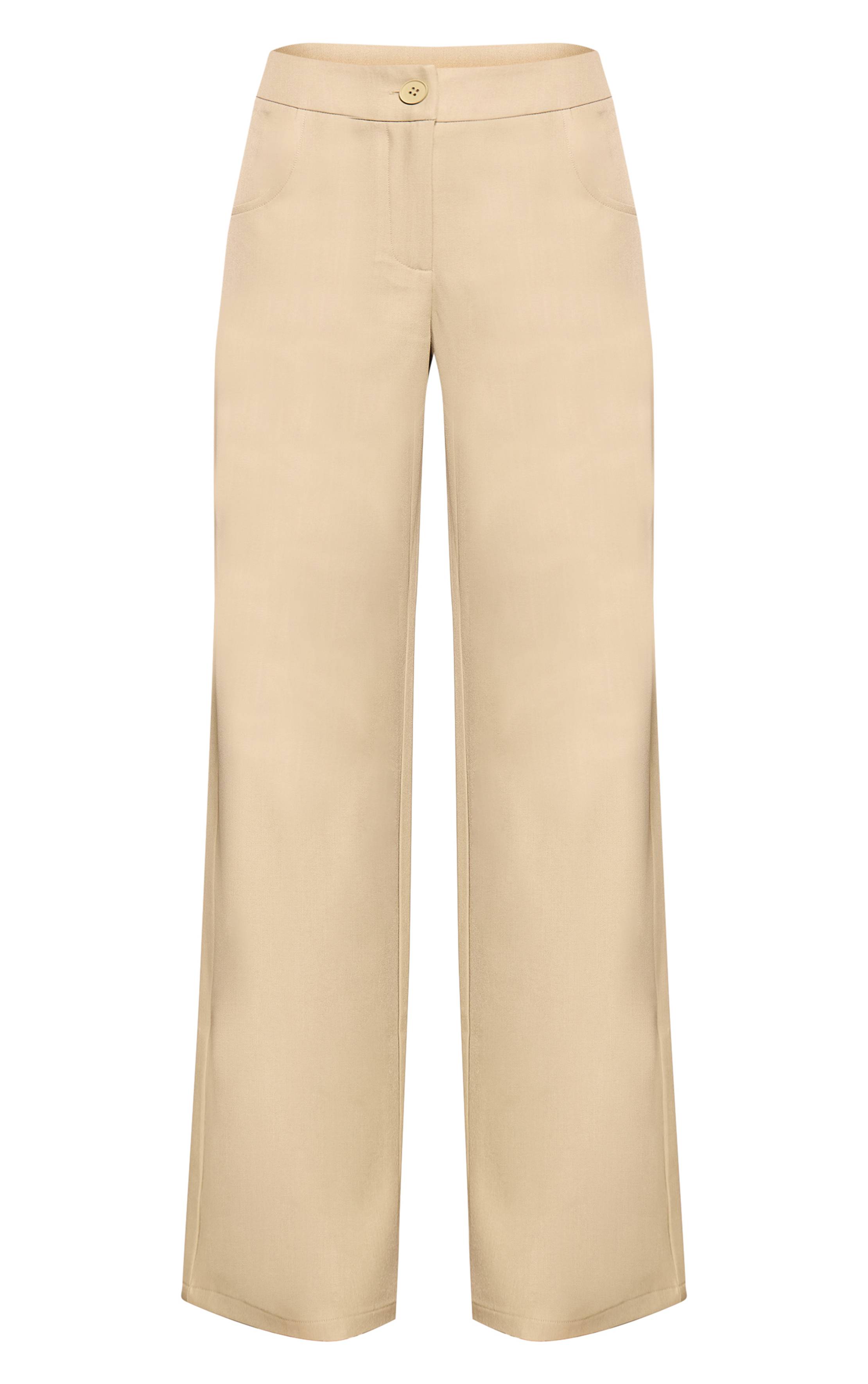 Vert Sauge Pantalon Tailleur Tissé Taille Haute