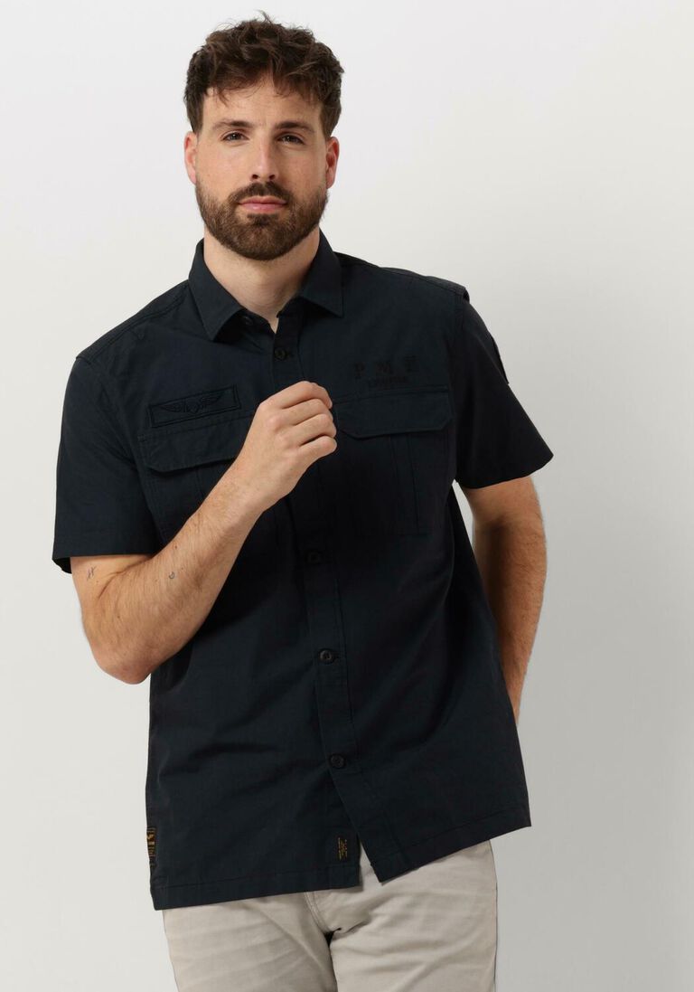 PME LEGEND blauwe pme legend casual overhemd short sleeve shirt ctn ottoman