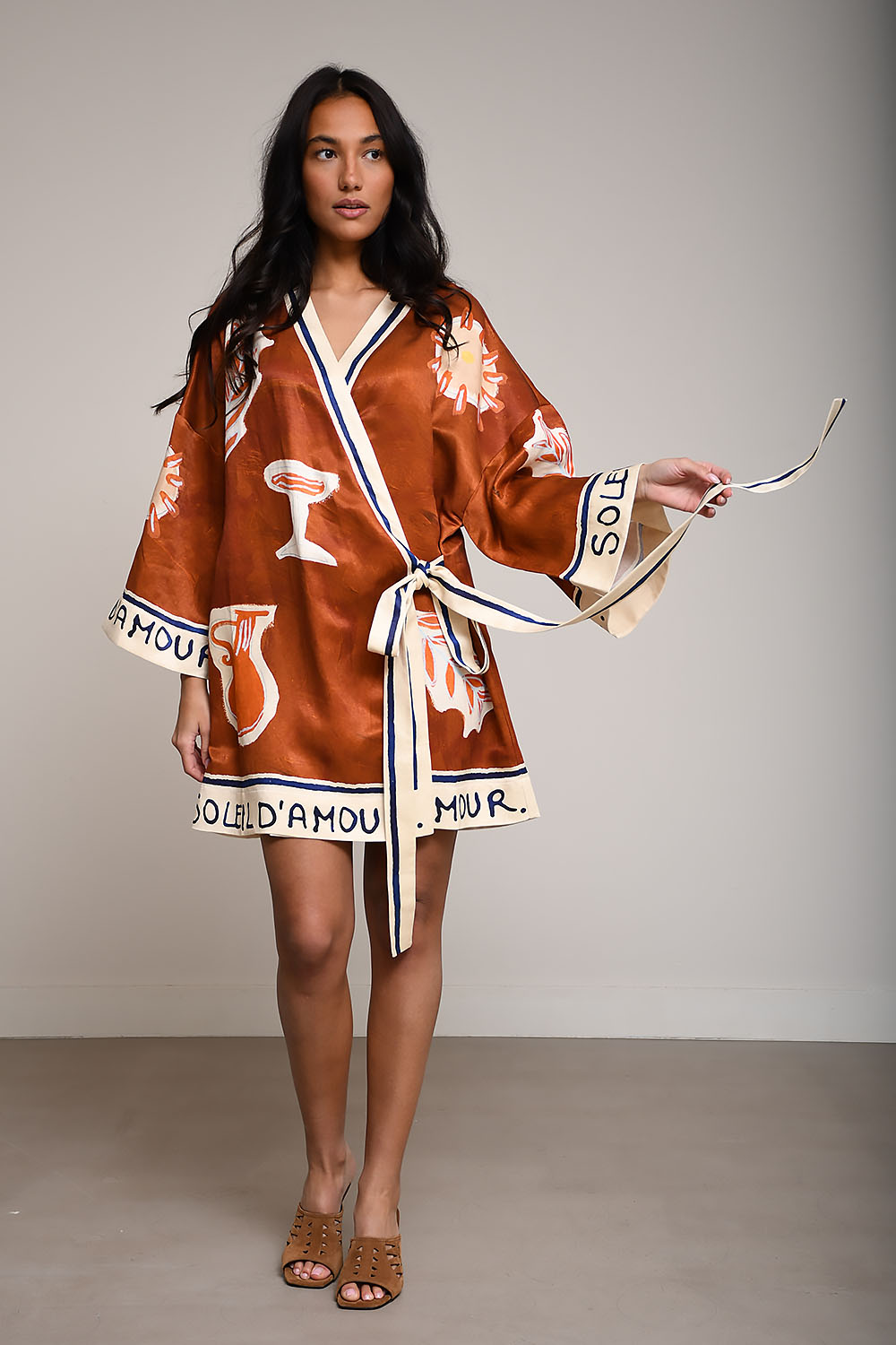 Soleil d'amour wrap silk mini dress