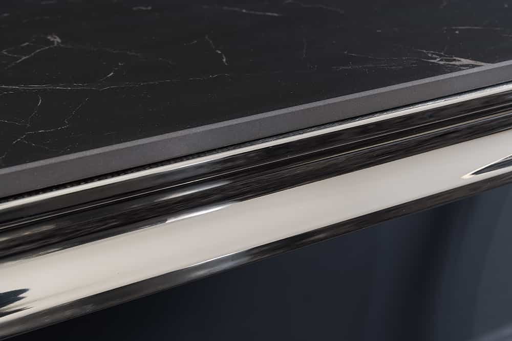 Design Konsolentisch MODERN BAROCK 140cm schwarz anthrazit chrom Keramik Marmor