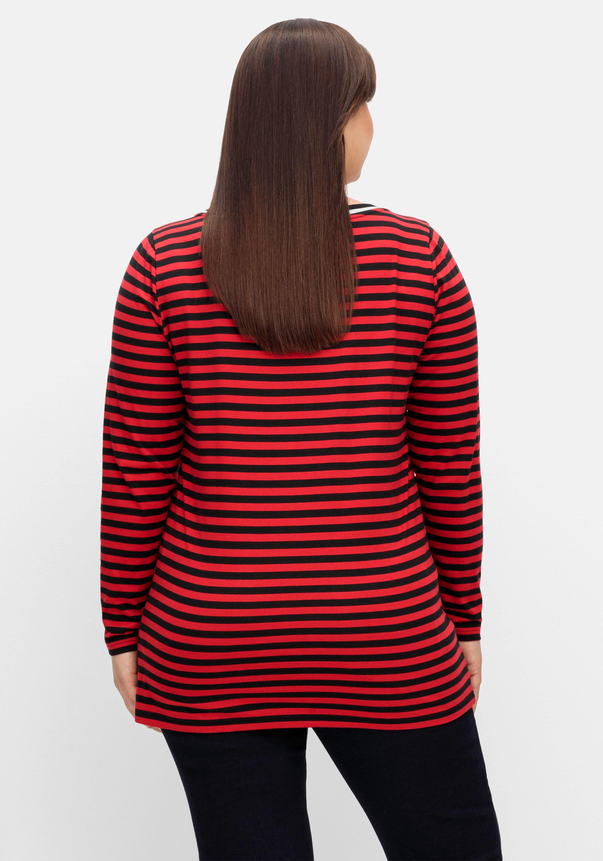 Langarmshirt mit Streifen und Effektgarn-Details