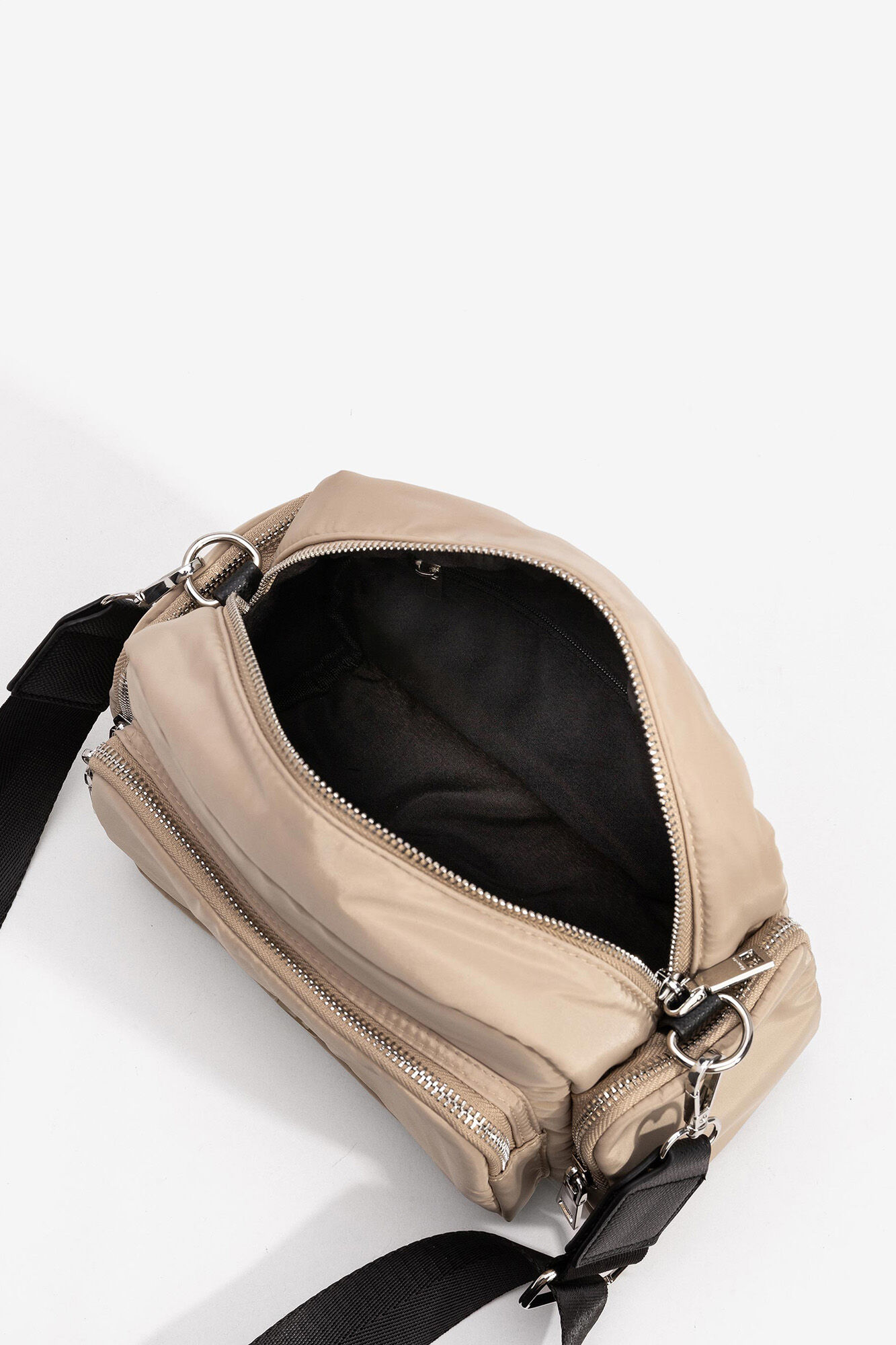 Bolsa transversal de nylon - bege