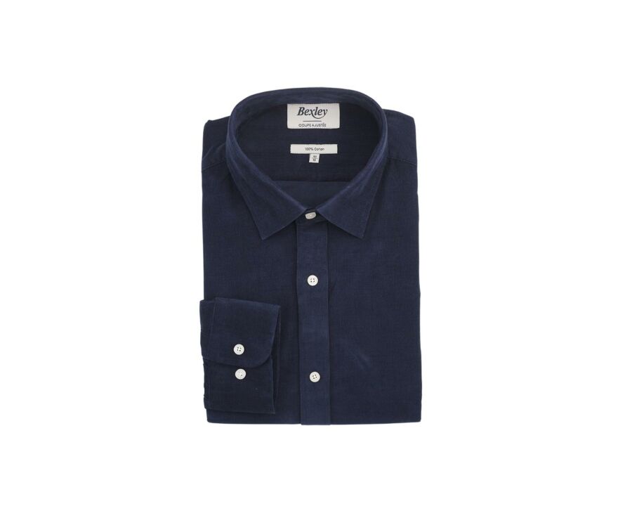 Chemise velours Navy - Col français - WALBERT