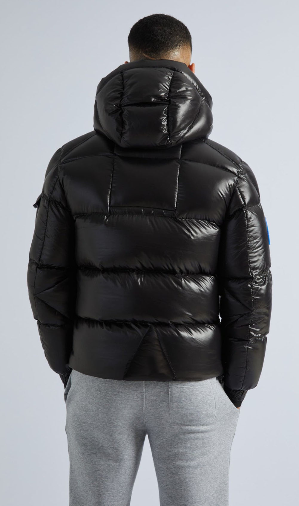 EZ Puffer Slick Hood Herre Black/Glacier Blue