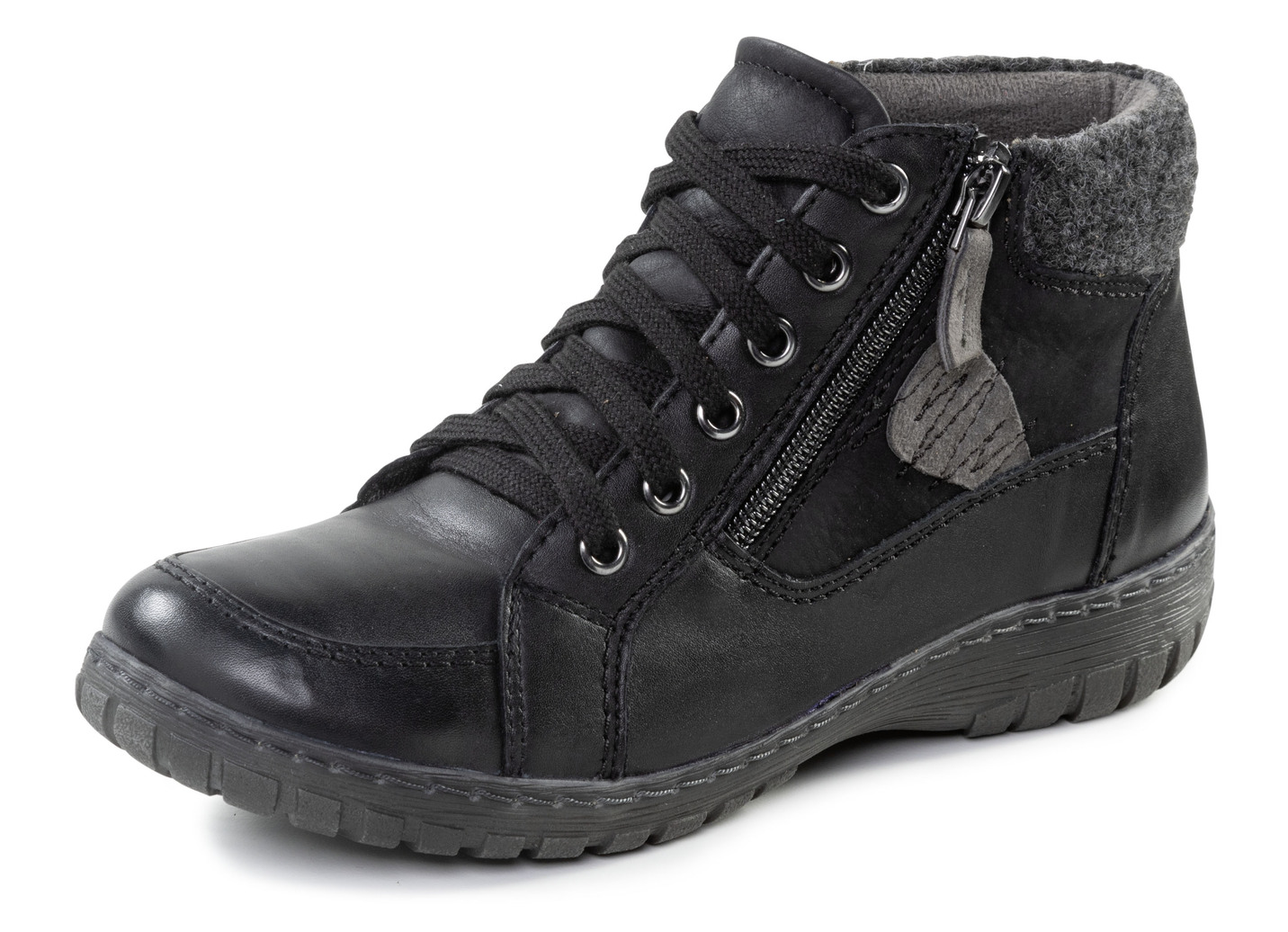 ELENA EDEN Schnür-Bootie aus Leder-Materialmix
