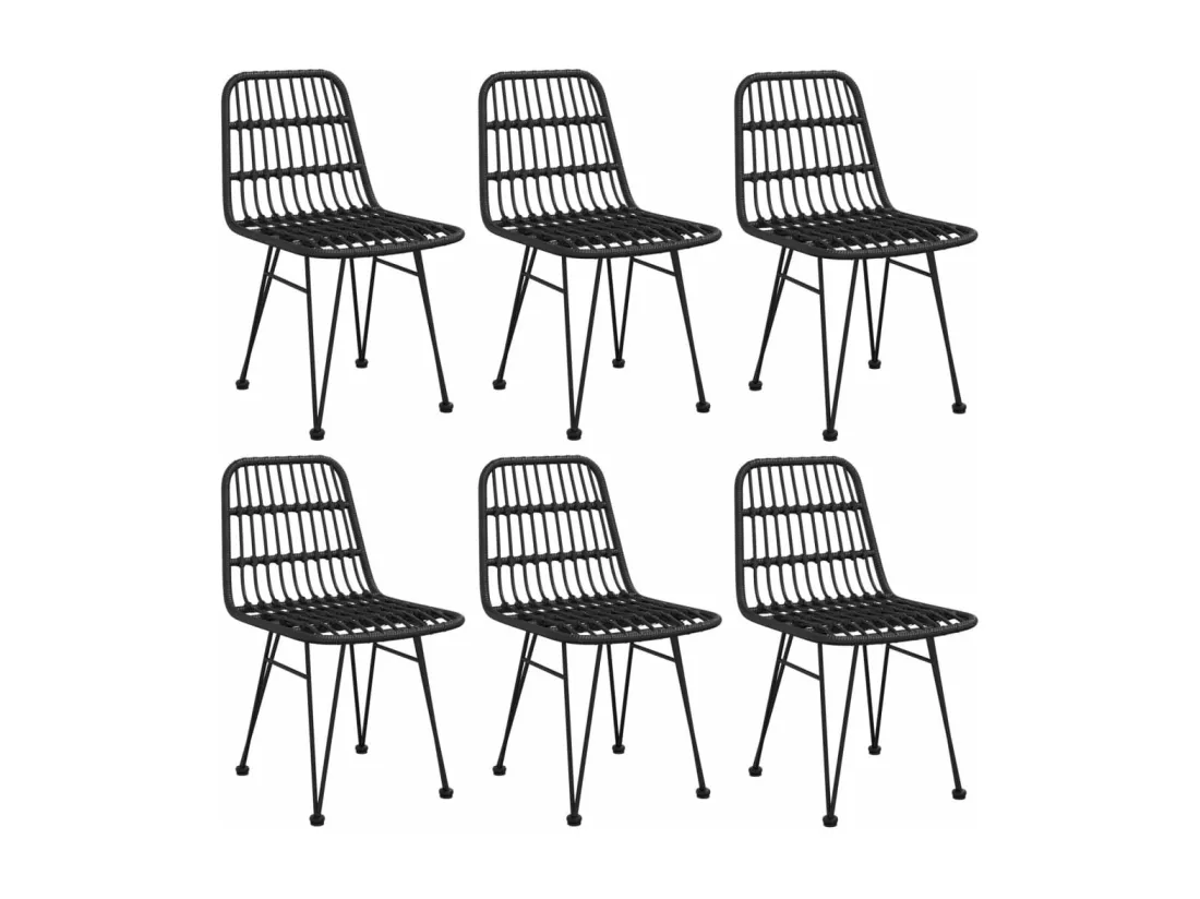 Ensemble à manger de jardin 7 pcs Noir Résine tressée