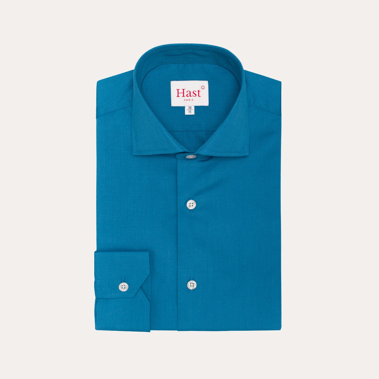 Petrol blue double-twisted poplin shirt