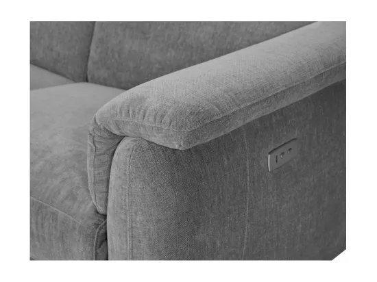 Canapé de relaxation électrique 3 places Olmia en tissu - Gris - L195 x P104 x H73cm - Loungitude