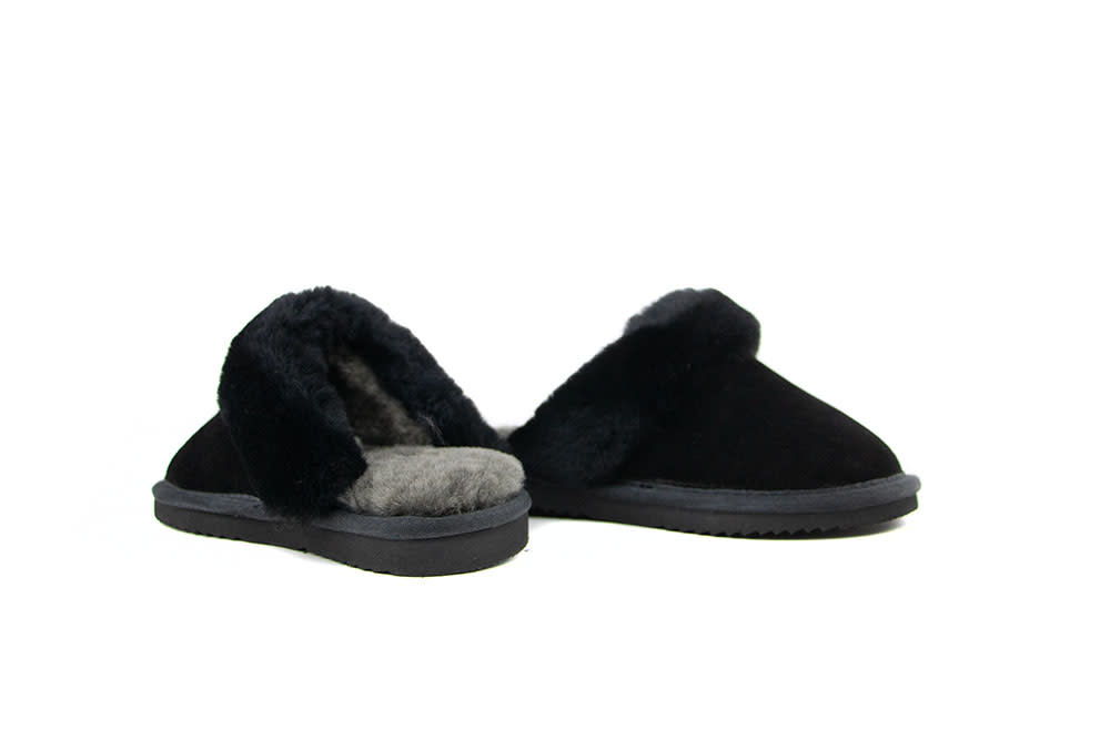 Warmbat Pantoffels Flurry Kids  Black Suede