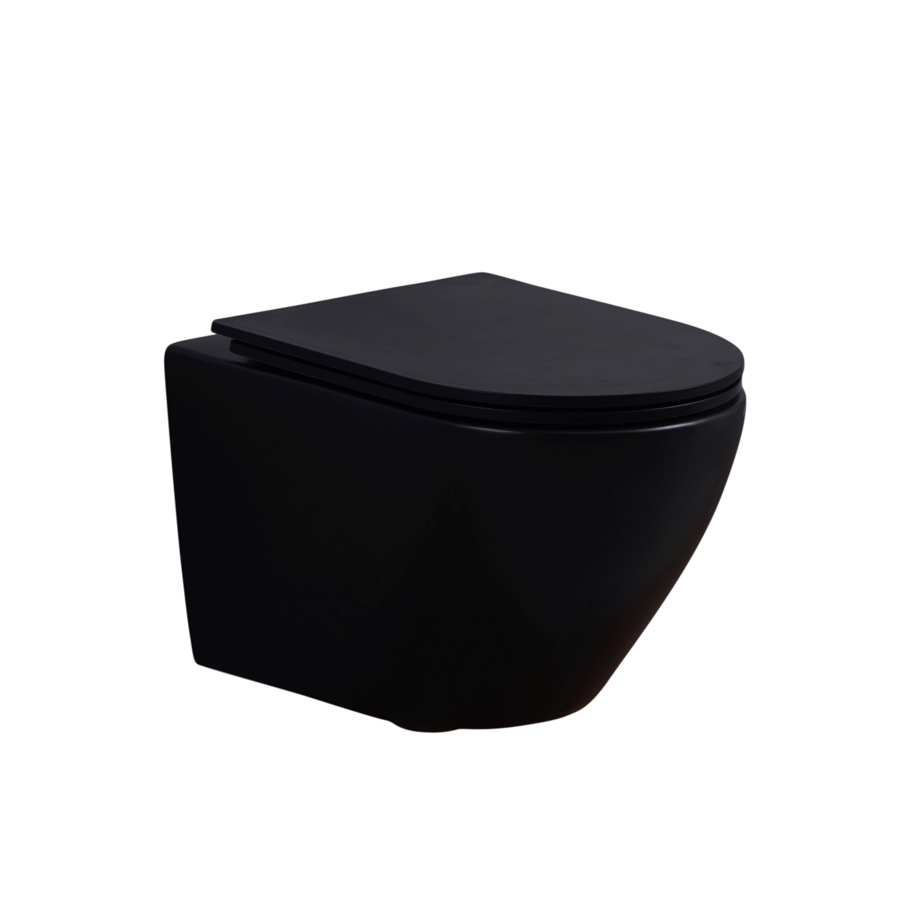 Geberit UP720 toiletset met Saniclear Itsie mat zwarte toiletpot randloos met softclose zitting