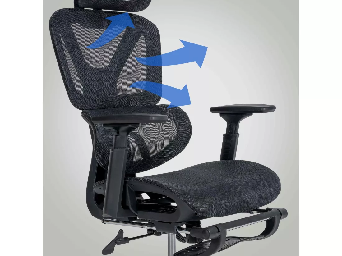 Chaise de bureau - Tissu & Plastique - Noir - Grover
