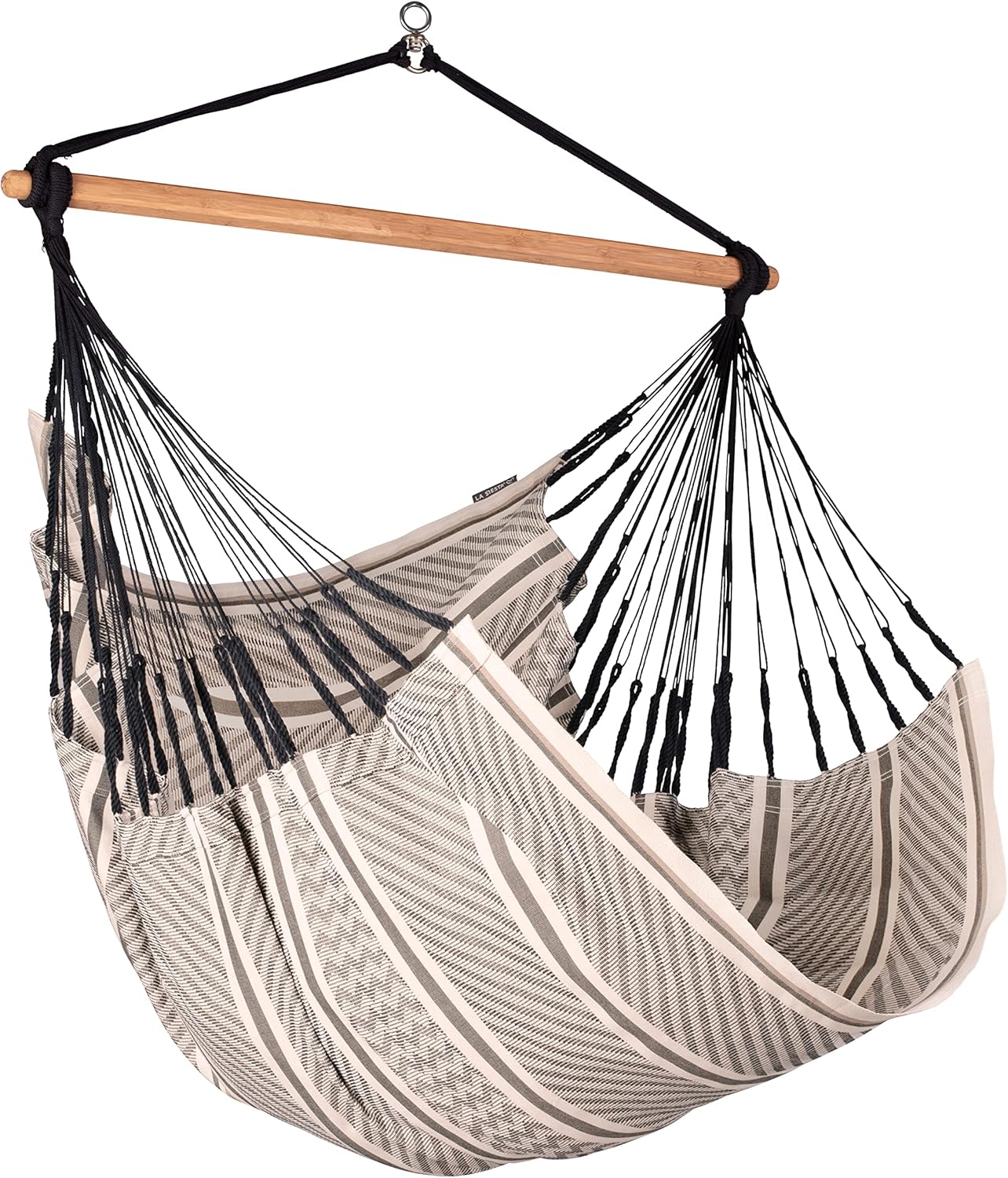 La Siesta®- Habana Hängesessel Comfort Size für Entspannung & Stil: 360° Drehgelenk, hochwertiges Bambusholz - GOTS-zertifizierte Baumwolle. (Zebra)