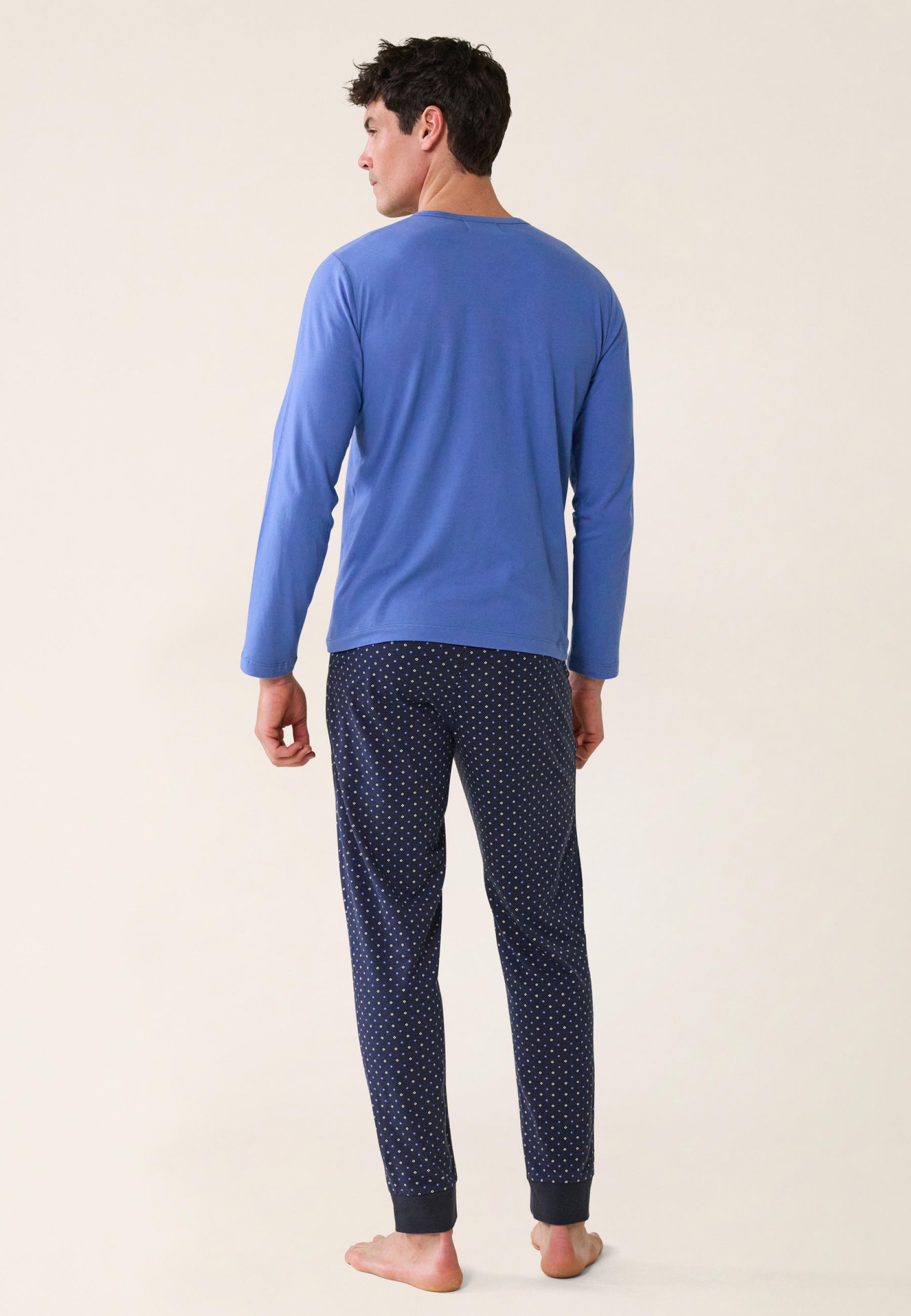 Ensemble Pyjama T-shirt et Pantalon en coton-Ensemble Pyjama James Cravate Marine