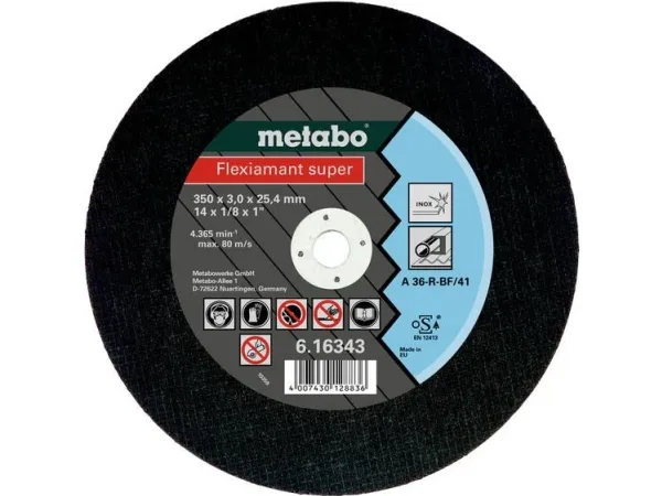 Metabo 616343000, Skæreskive, Fladcenter, Rustfrit stål, Metabo, 2,54 cm, 35 cm