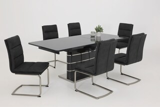 Tisch Sandra Grau/Grauglas 160(200)x76x90 cm