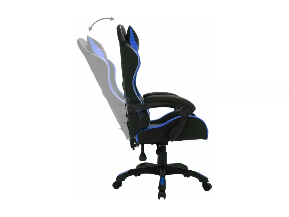 Fauteuil de jeux vidéo avec LED RVB Bleu et noir Similicuir