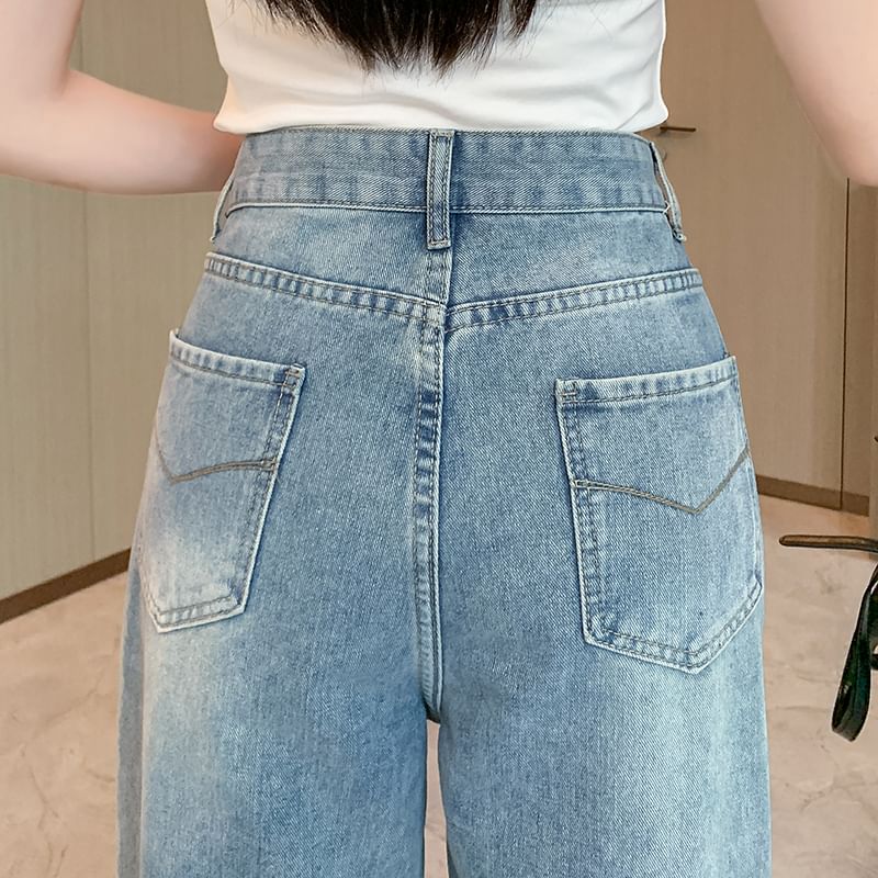 Okalpis - Hoge taille rechte jeans