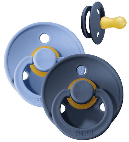 BIBS Colour Schnuller - Gr. 1 - 2er-Pack - Rund - Sky Blue/Steel