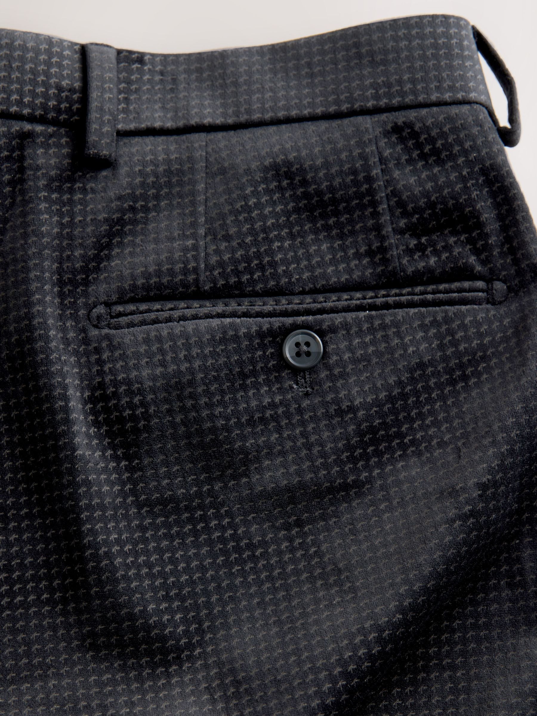 Zwart/goud - Slim Fit Velvet Printed Tuxedo Trousers With Side Tape Detail