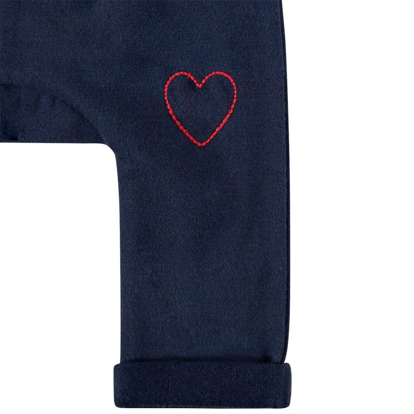 Pantalon de jogging en molleton à coeurs brodés - Bleu marine