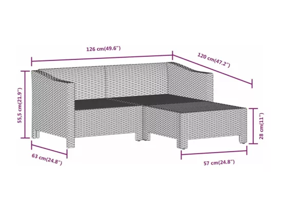 Salon de jardin 6 pcs avec coussins Gris Résine tressée