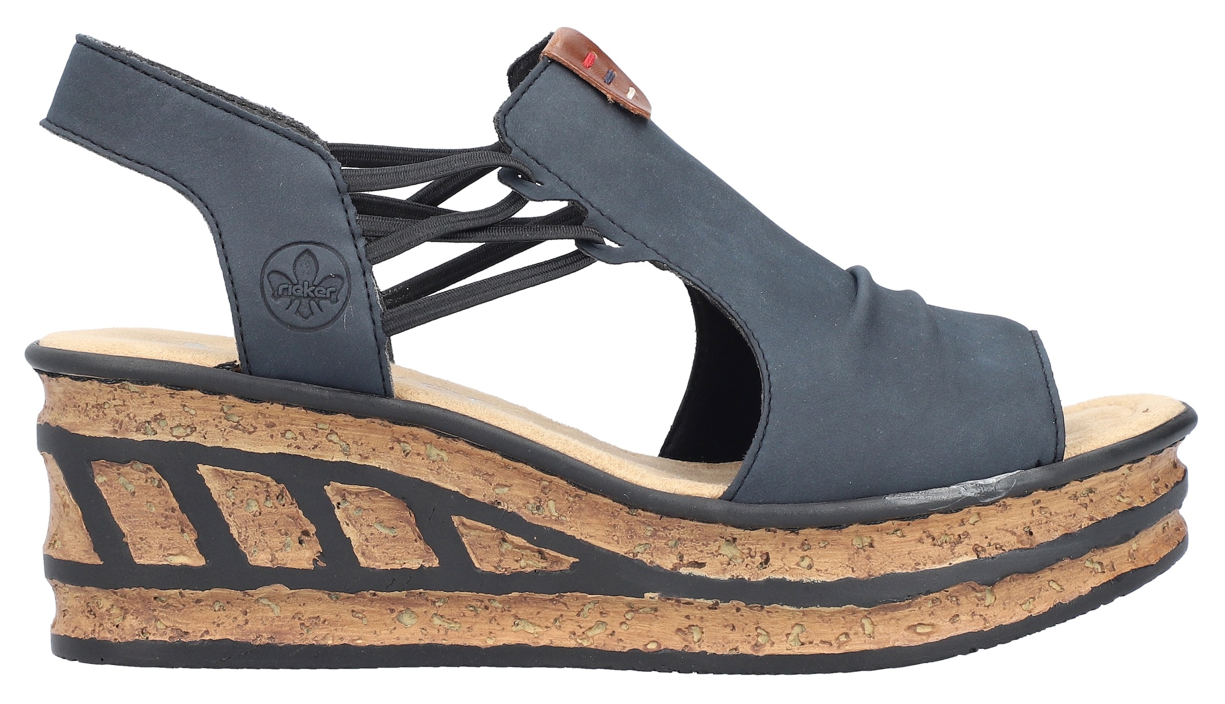 Rieker Keilsandalette  , Sommerschuh, Sandale, Keilabsatz, mit seitlichen Stretchbändern