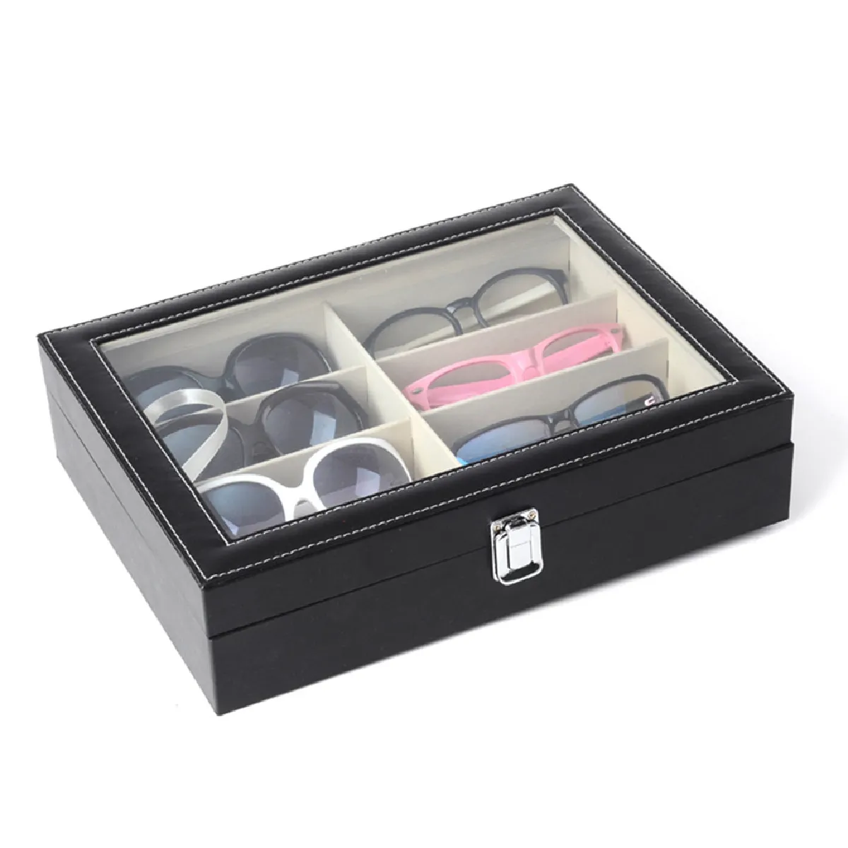 Boîte à lunettes en cuir - Noir