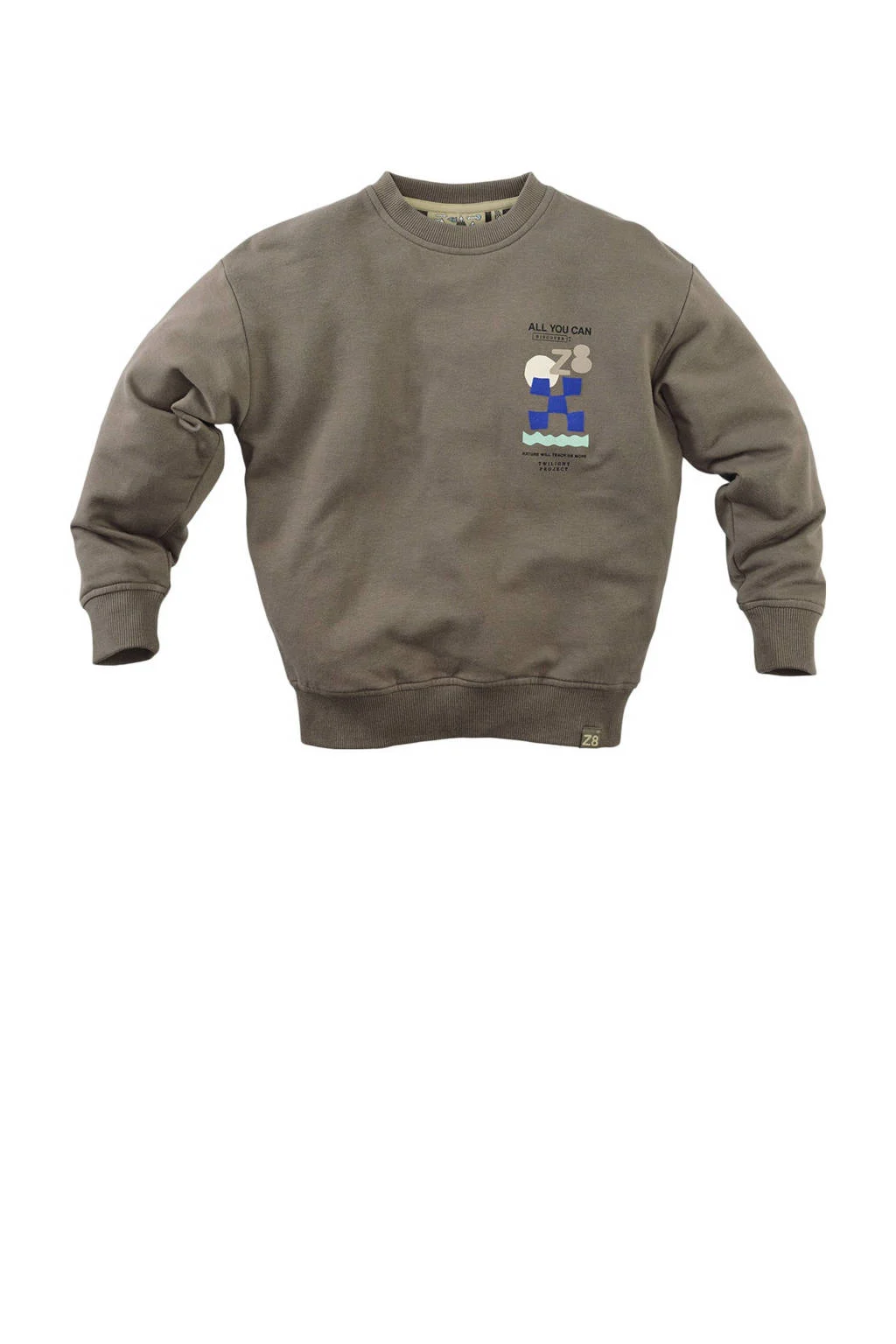 Z8 sweater Cesar met backprint taupe