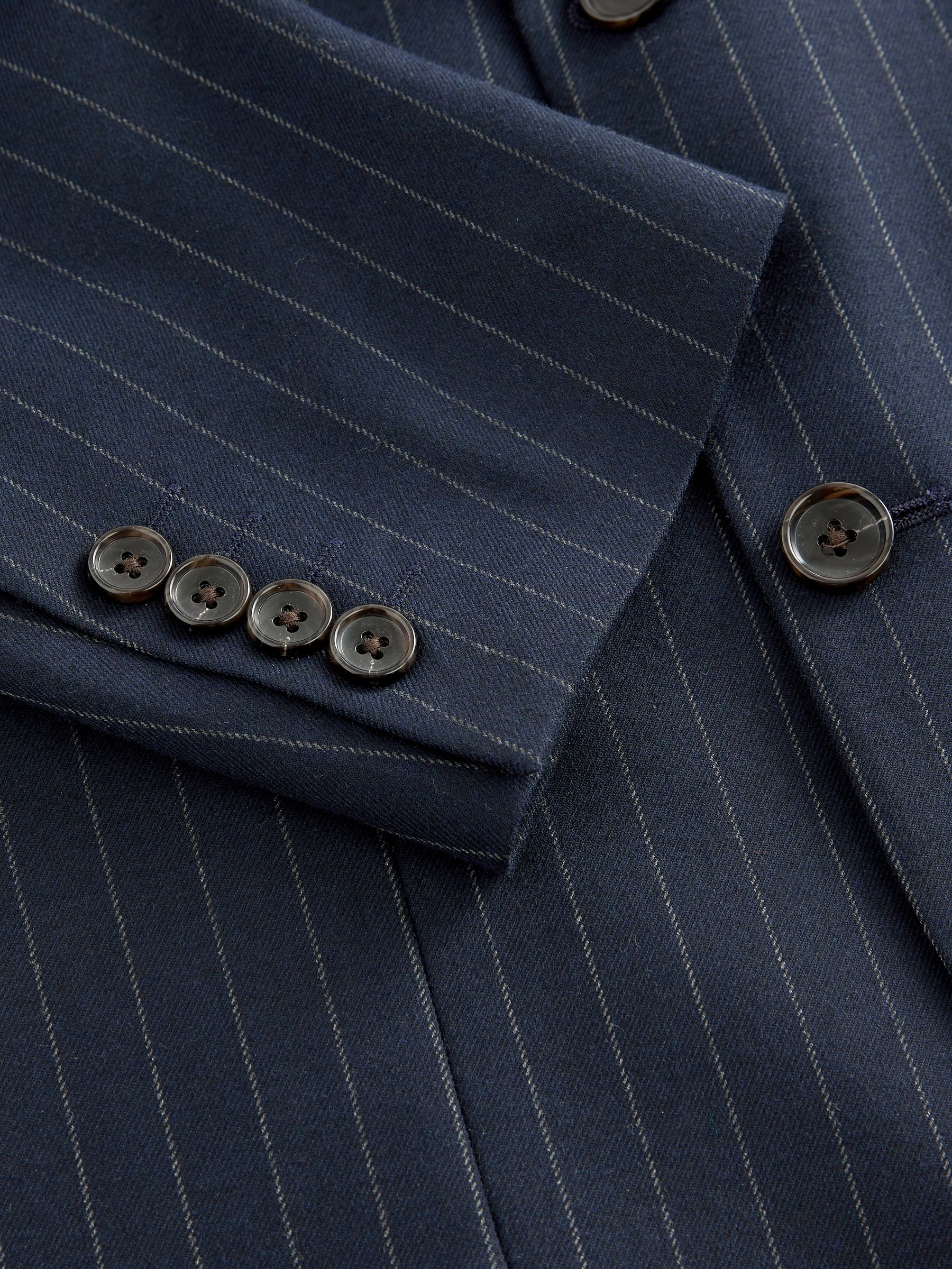 Donkerblauw - Gestreept slim-fit colbert