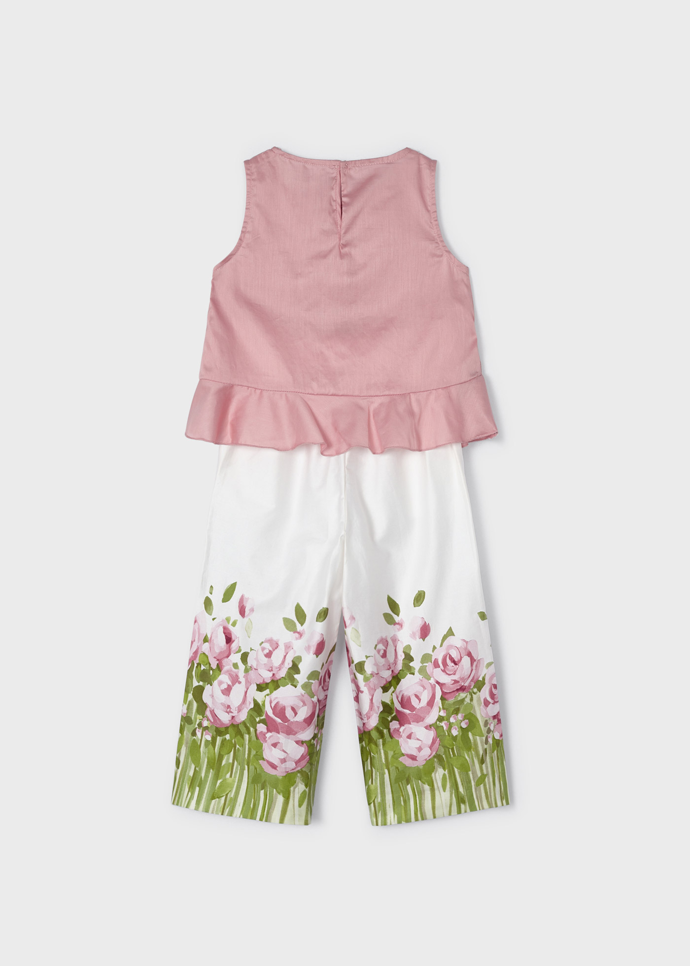 Conjunto de duas peças com calça cropped de algodão para meninas