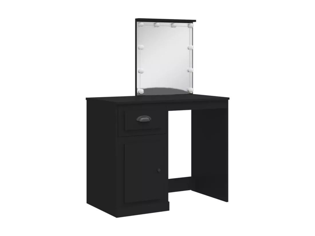 Coiffeuse avec lumières LED noir 90x42x132,5cm