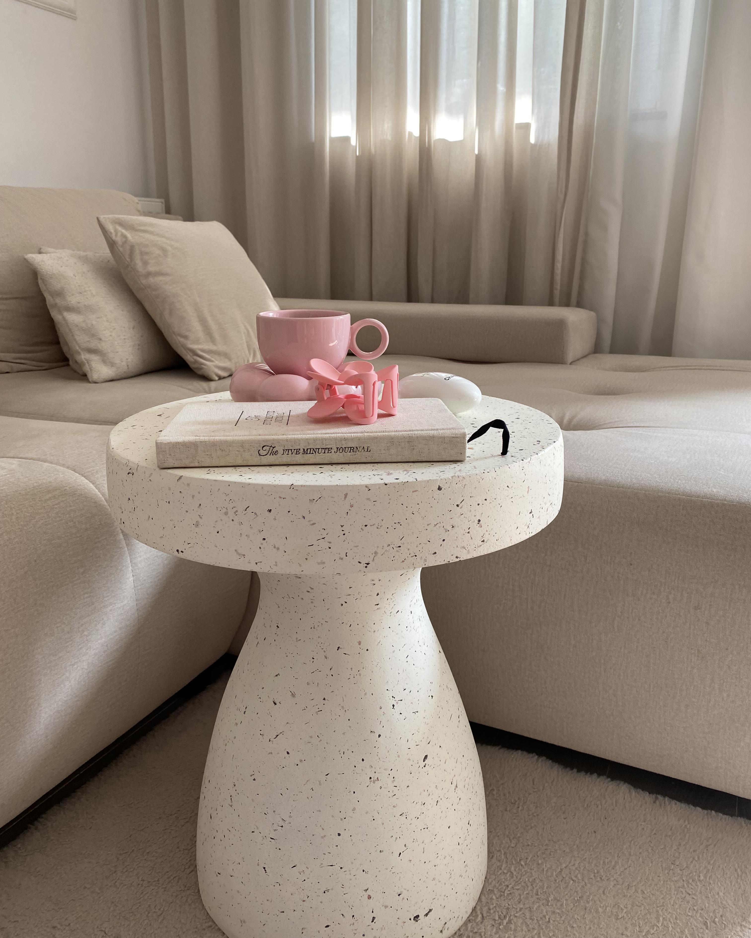 Bijzettafel BIVIERE 39 cm 39 cm Terrazzo-effect Wit terrazzo