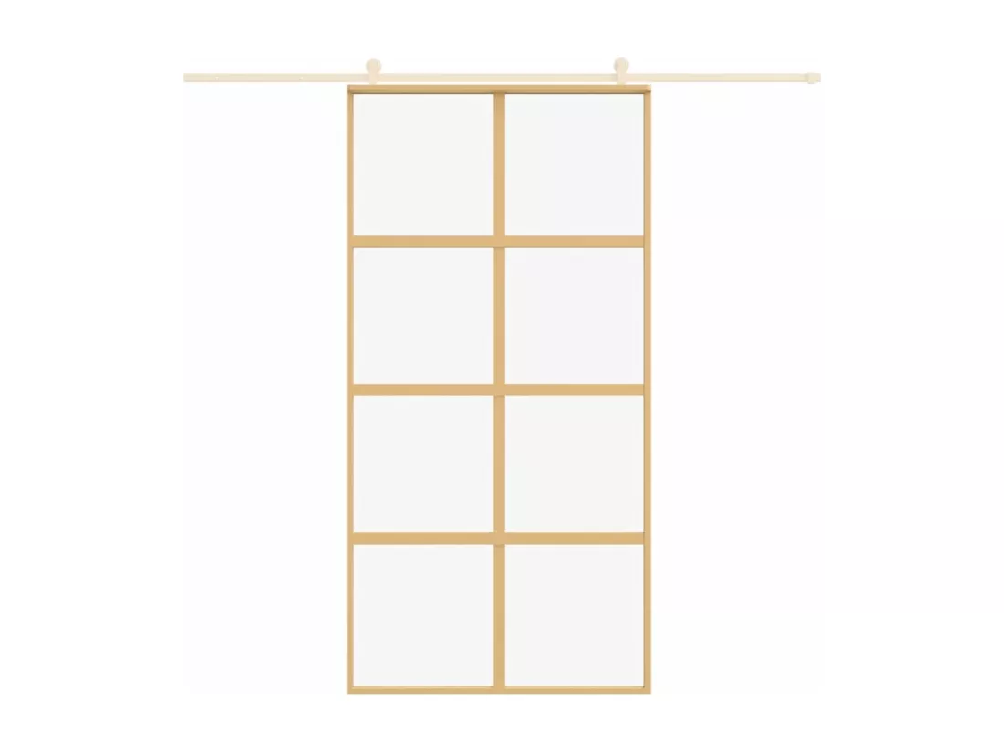 Porte coulissante doré 102,5x205cm verre ESG clair et aluminium