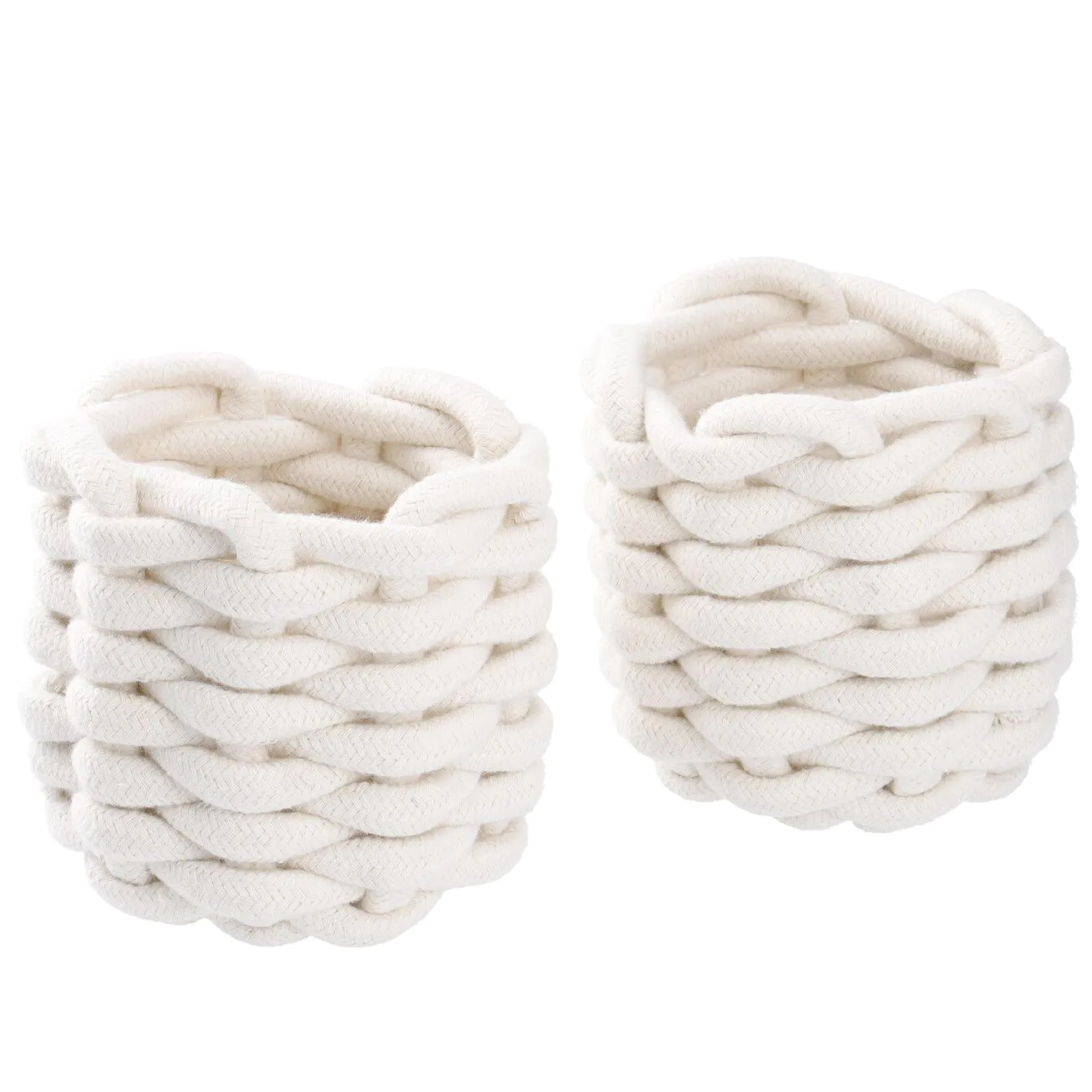 3er Set Deko-Korb Strick, weiss
