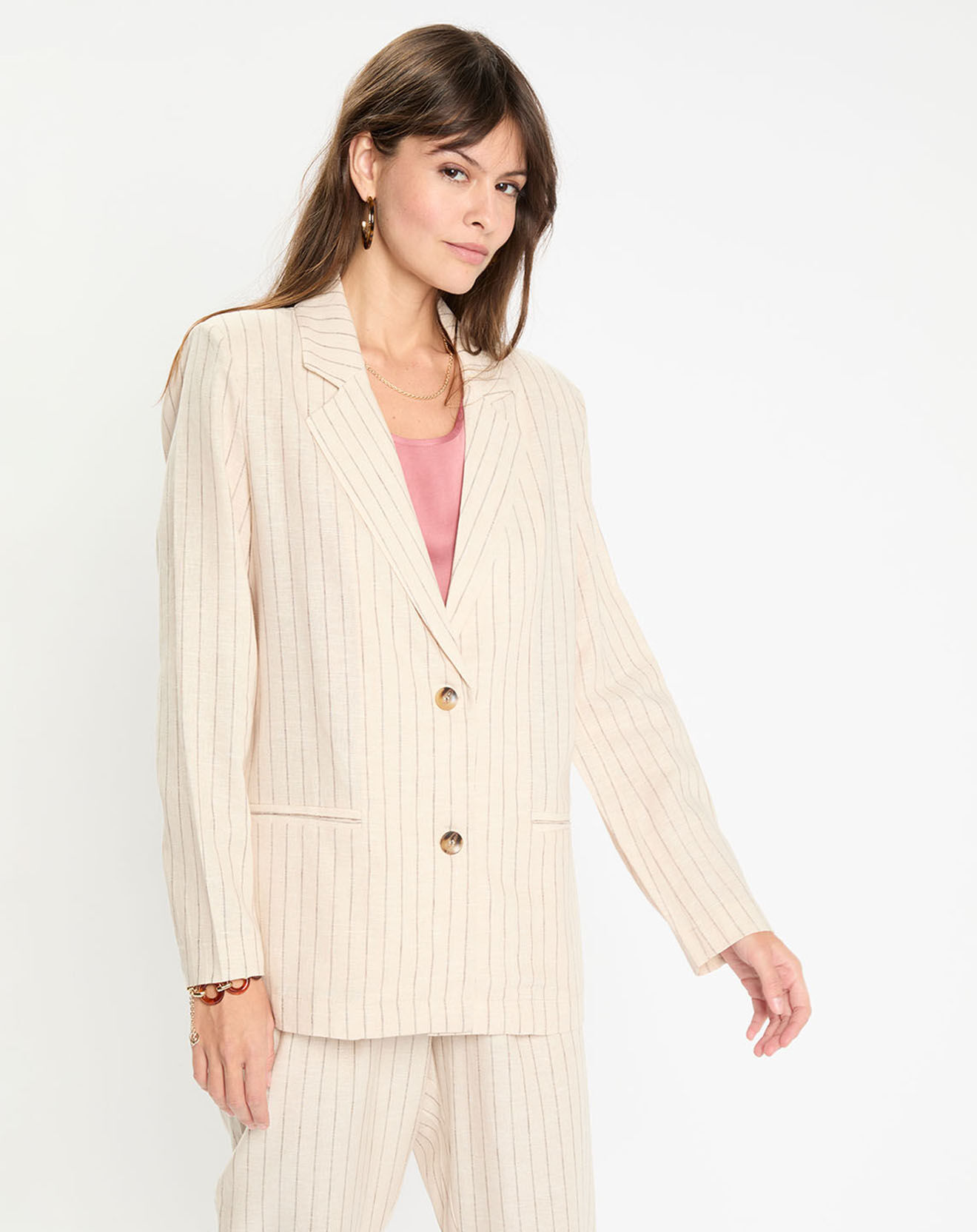 Lauren Vidal Veste en Lin mélangé Lima crème