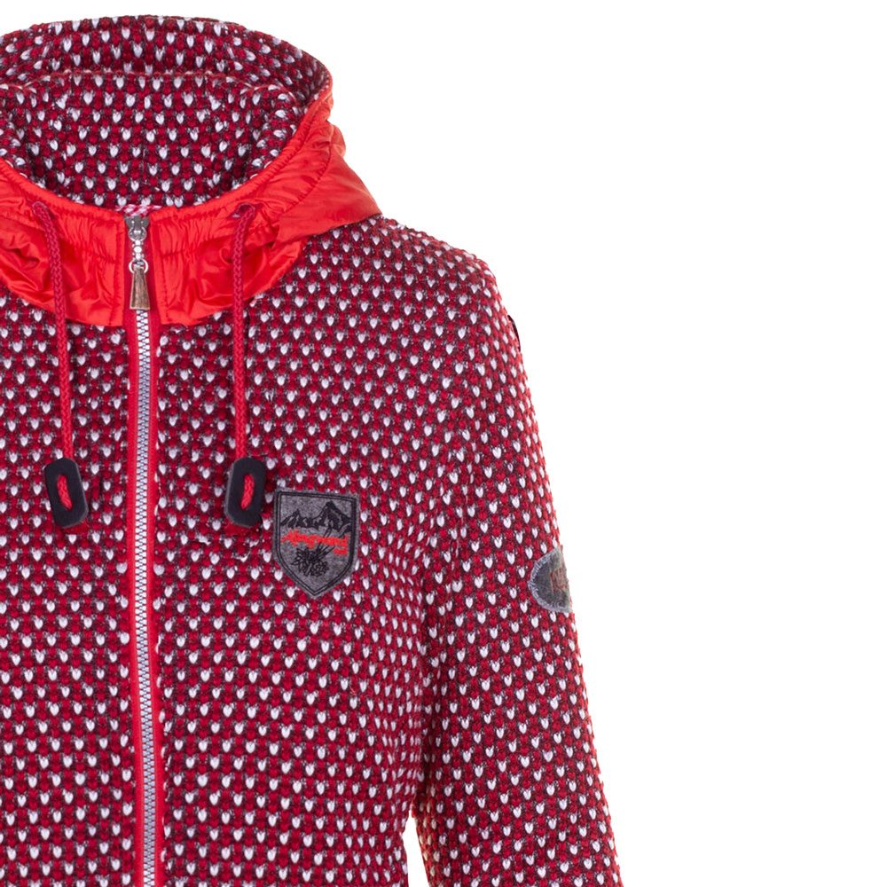 Almgwand Mödringkogel Strickfleece-Jacke Damen rot beige