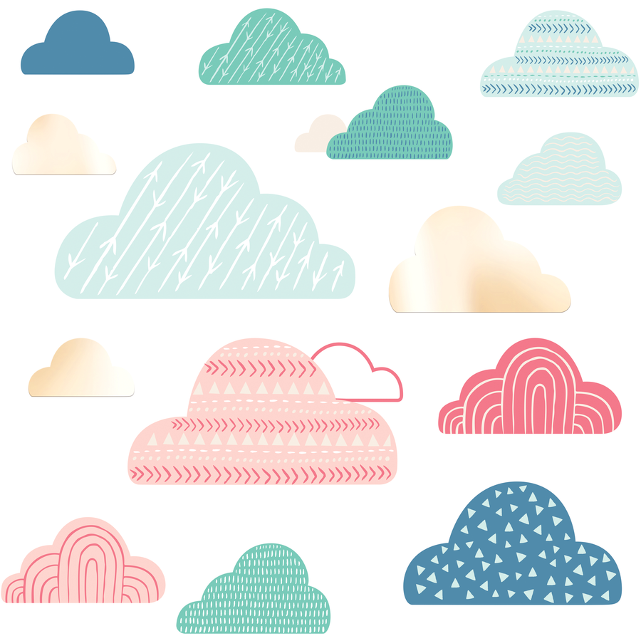 Room Mates Bunte Wolken mit Spiegel Mehrfarbig