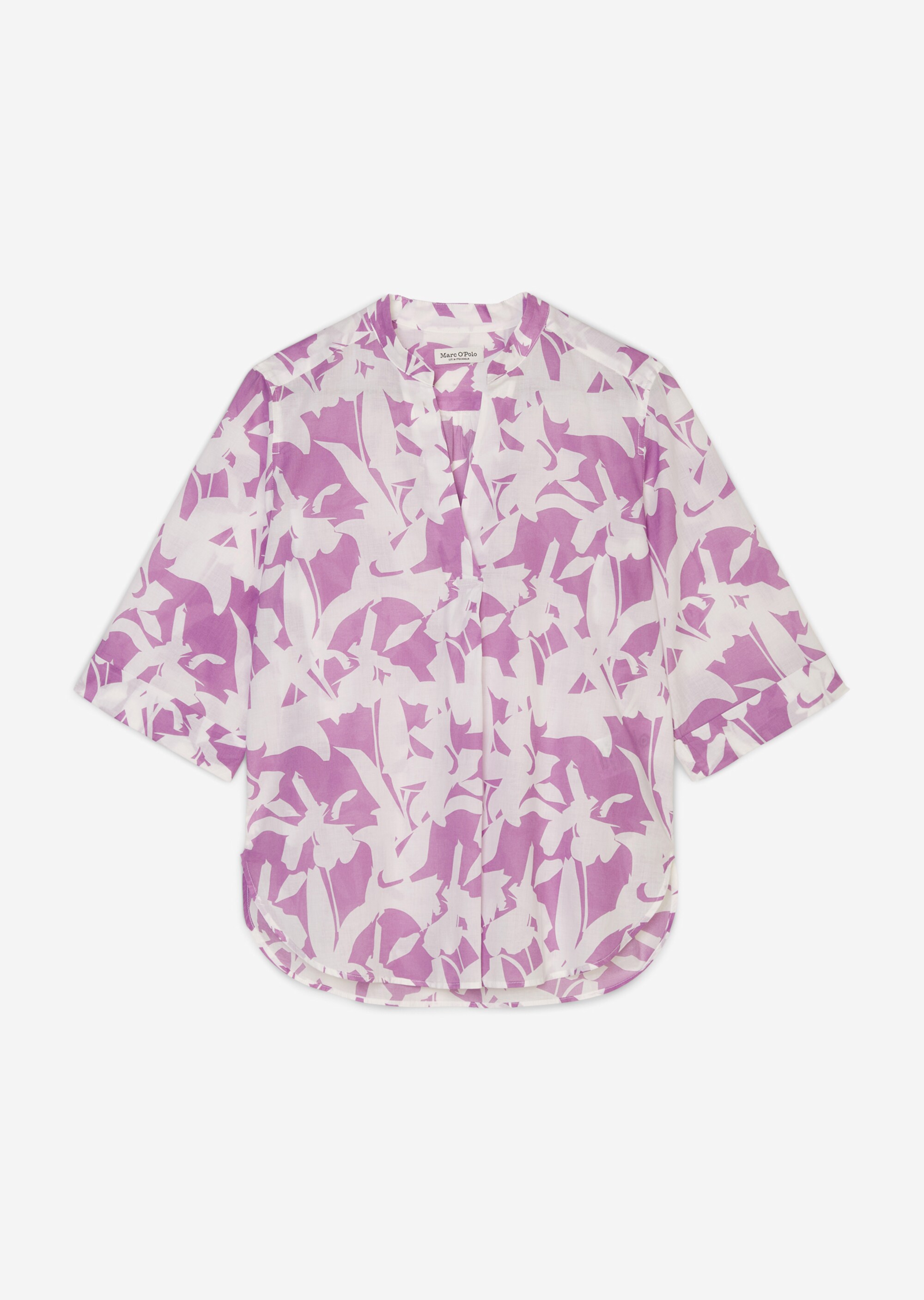 Gemusterte Tunika-Bluse regular aus leichtem Baumwolle-Voile