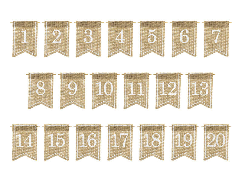Tafelnummers Jute 10,5cm 20st