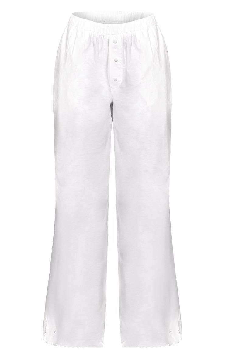 Blanc Pantalon Coordonné À Détails Brodés