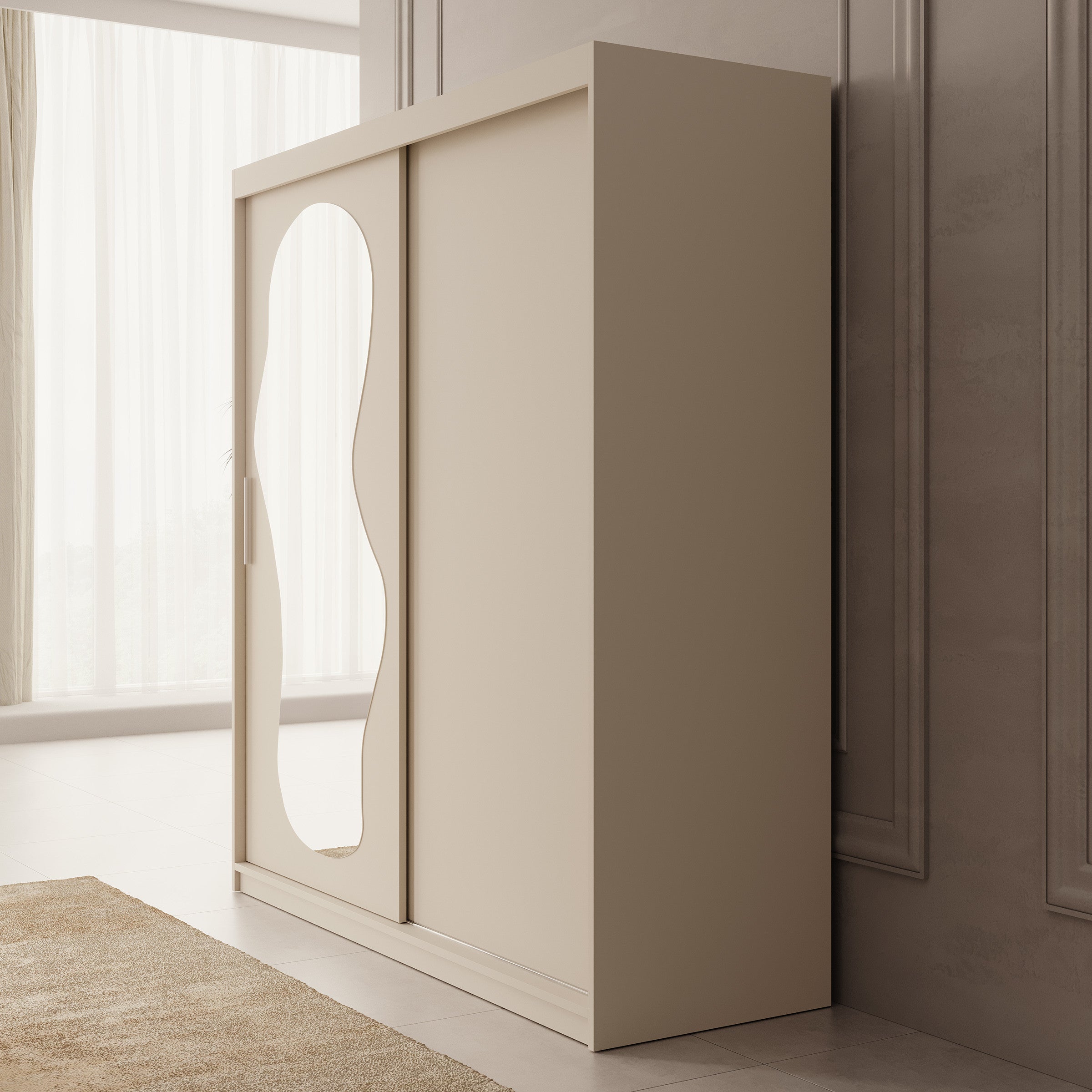 Ulysses - Kledingkast met schuifdeuren - Beige - 180x62x200 cm